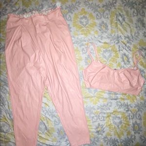 Plus Two Piece Pleather Pant Set Fashion to Figure